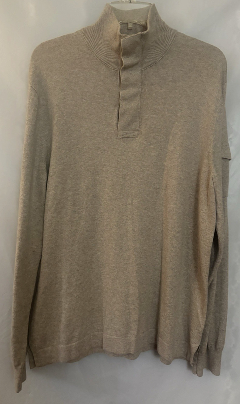 Tommy Bahama Soft Sands 100% Cotton Pullover Sweater Gray SZ L Button-Mock